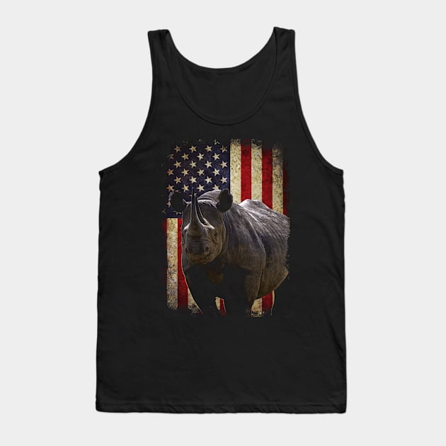 American Flag Rhino Love, Urban Safari Couture Tee Delight Tank Top by Gamma-Mage